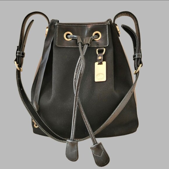 Dooney & Bourke Handbags - Vintage Dooney & Bourke Black Canvas Drawstring Tote | Made in USA
